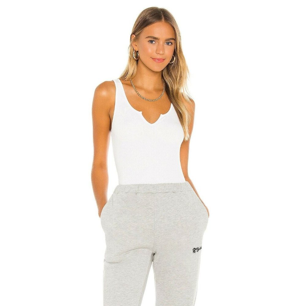 LA Made Notch Ribbed Tank Top White